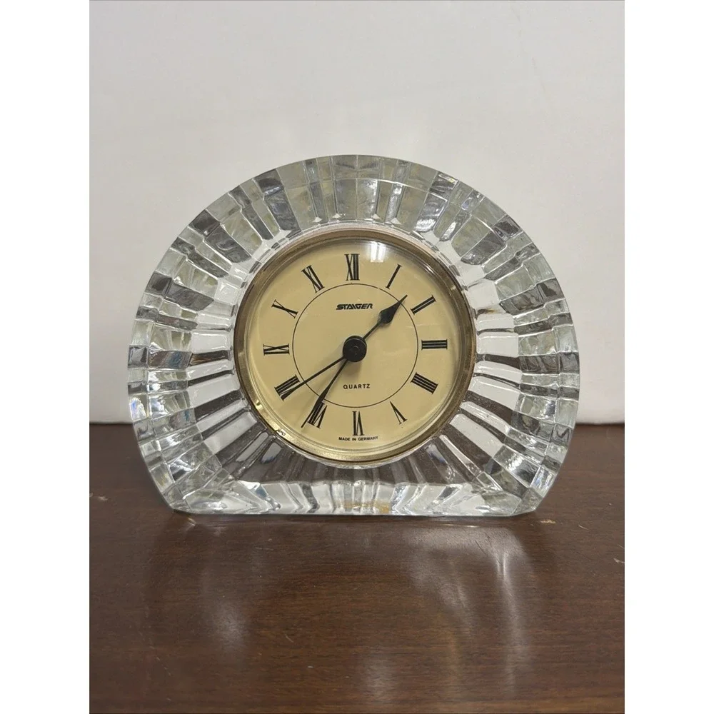 Vintage Staiger Mantle Clock with Cut Crystal Case and Quartz Movement W Germany